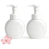 Emarful Kids Foaming Soap Dispenser, Plastic 10oz 300ml Cute Hand Toddler Soap Dispenser for Bathroom Flat Refillable Pump Bottles for Kitchen Liquid Shampoo Body Wash Set of 2 (White+White)