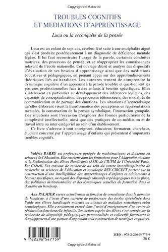 Amazon Fr Troubles Cognitifs Et Mediations D Apprentissage Luca Ou La Reconquete De La Pensee Barry Valerie Palmier Ann Livres