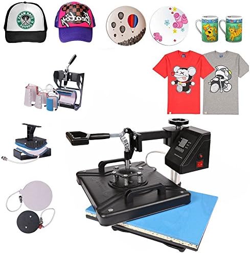 ShareProfit 12’’ X 15’’ 8 In 1 Digital Heat Press Adjustable Multi-spring Balancer Heat Press Machine Swing-away T Shirt Press Machine Hat Press Non-Stick (8 In 1 12’’ X 15’’)
