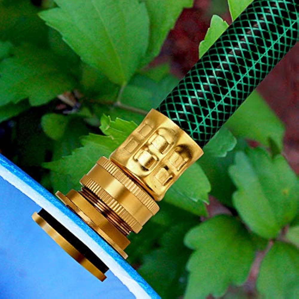 WADEO Rain Barrel Connector Kit, Linking Two 12 Inch Hoses Four Brass