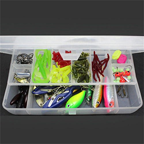 Keweis 101pcs Set Fishing Lures Tackle Including Freshwater,Saltwater, Bass,Trout,Salmon,Including Spoon Lures,Soft Plastic Worms, CrankBait,Jigs,Topwater Lures,Fishing Bait Set Plastic Box