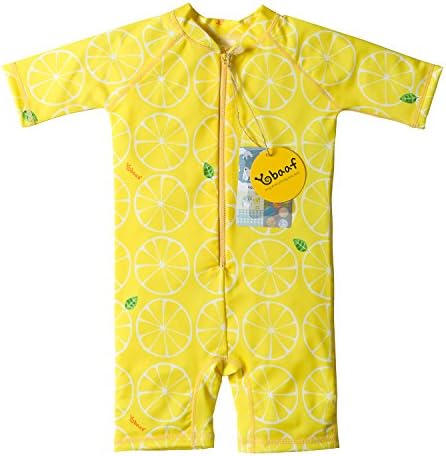 YOBAAF Baby Swimsuit/Long Sleeve Rash Guard UPF 50+ (2-3Y, Lemon)