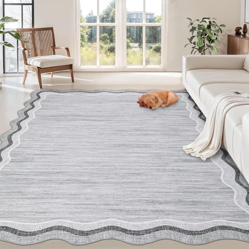 GarveeHome Large Scalloped Rugs 10x13 for Living Room Bedroom Washable Scallope…