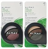 Almay Cosmetics Intense I-Color Everyday Neutrals (120 Greens) and Evening Smoky (160 Greens) Eyeshadow Bundle For Green Eyes, All Day Wear Powder Shadow, Pure, Hypoallergenic, 0.2 oz each