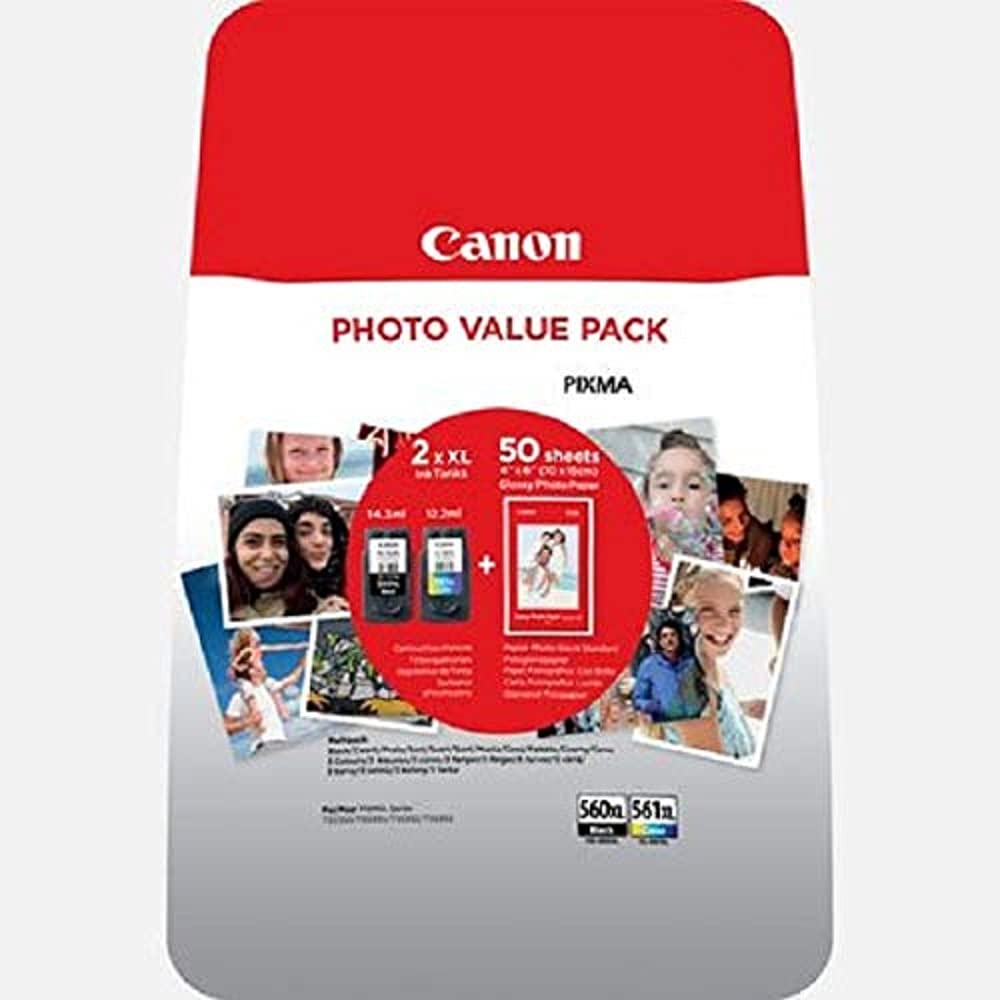 Canon Genuine PG560XL Black and CL561XL Colour Photo Value Ink Cartridge Pack for PIXMA TS5350 TS5351 TS5352 TS5353 TS7450 TS7451 TS5351a TS7450a Printers