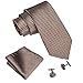 Barry.Wang Classic Brown Tie Set Plaid Neckties Woven,Brown Plaid,One Size
