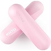 KHTO Food Grade Silicone Dumbbell Weight Bars for Women, Pink (2.2 LB | 4.4 LB Pair), Non-Slip Hex Sides Dumbbell Set for Home Gym Workout, Walking, Yoga, Dance, Barre, Pilates