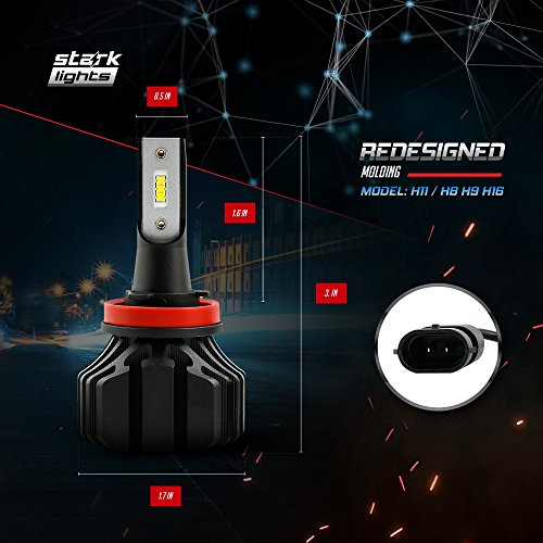Stark N2S Series [Upgraded] 80W Headlight Conversion Kit - 9000LM - 6000K Crystal White - Bulb Size: H8 / H9 / H11 / H16 - Thumbnail 6