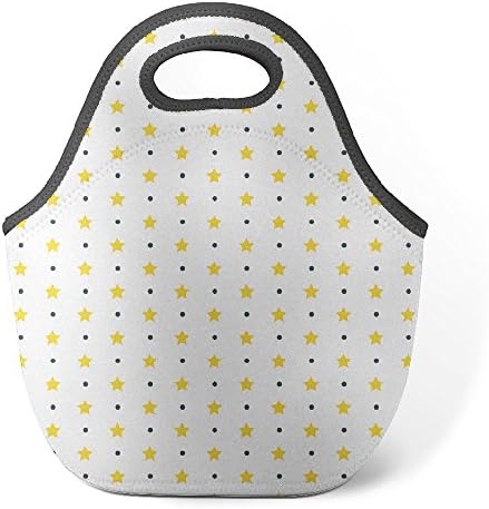 Good4Life - Neoprene Lunch Tote Insulated Reusable Picnic Lunch Bag [ Decorative Colorful Stars Pattern ]