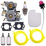 NIMTEK Carburetor For Poulan P3314 P3416 PP3816 PP4018 PPB3416 PPB4018 PPB4218 P3816 P4018 PP3416 S1970 PP3516 Power Gas Chainsaw C1M-W26 With 530057925 Air Filter Fuel Line Tune-up Kit