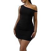 Ekaliy Women's Sexy Ruched Mini Bodycon Dress Off Shoulder Sleeveless Cocktail Short Dresses