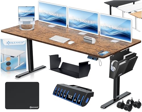 KESSER® höhenverstellbarer Schreibtisch elektrisch 180 x 80 cm, ergonomischer Steh-Sitz Tisch mit 3-Memory-Funktion, Stehtisch für Homeoffice, Inkl. Z