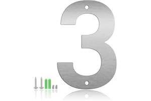 MONLYEY 5 Inch Stainless Steel Floating Door Numbers and Metal Letters, Modern Silver Metal House and Mailbox Numbers, Sleek House Address Sign for Home, Apartment, and Garden Decor (Number 3)