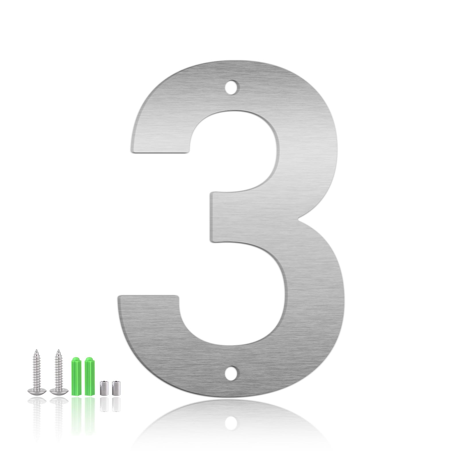 Photo 1 of 4 Inch Floating House Numbers and Metal Letters for Outdoor Signs, Modern 304 Stainless Steel Silver Address Numbers for Home, Apartment, and Garden Decor (Number 3)