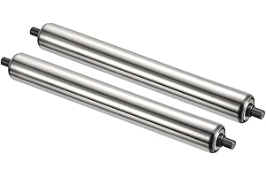 PATIKIL Conveyor Roller 1.5" Diameter 16" Length, 2 Pack Stainless Steel Gravity Transmission Replacement Part Galvanized End