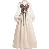 LTAKK Renaissance Dress Women Victorian Costume Ren Fair Medieval Dresses with Floral Corset