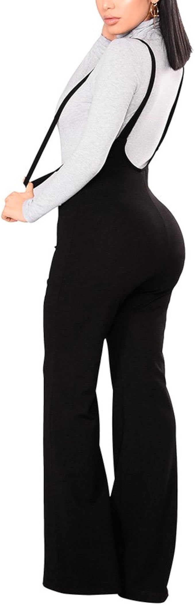 black bell bottom overalls