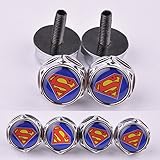 D&R® 4 Pcs Chrome Car parts Auto Logo Stainless Replacement License Plate Frame Screw Bolt Caps Covers emblem With Superman