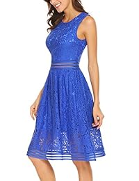 SE MIU vestido de dama de honor para mujer, sin mangas, de encaje, corte hueco, con una línea