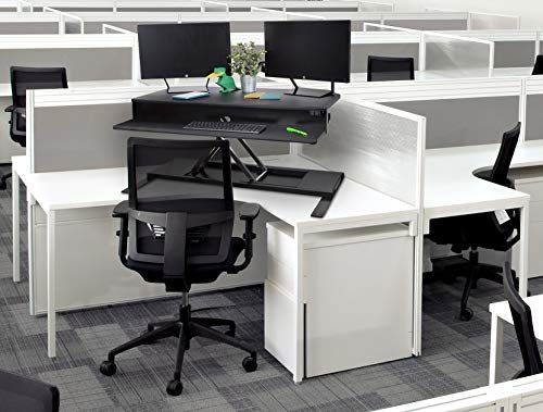 image for Stand Steady Flexpro Power 40 Inch Electric Corner Desk | 2 Level Stan