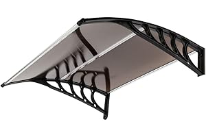 Imseigo 40"x 40" Polycarbonate Window Door Awning Canopy Brown with ABS Black Bracket, Front Door Outdoor Awning Canopy UV Rain Snow Protection Hollow Sheet (40"x 40", Brown with Black Bracket)