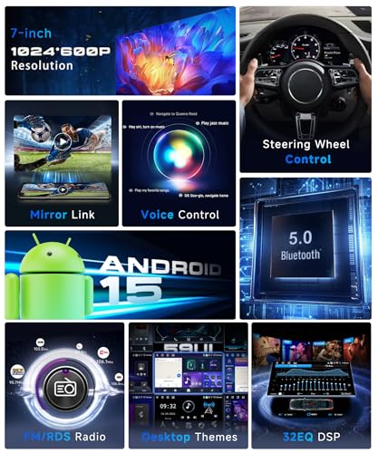 VECHTEL 4G+64G Android 15 Car Radio for Fiat 500L 2013-2019, 7 Inch HD Screen Car Radio co Carplay Android Car Wireless GPS Wi-Fi USB Bluetooth FM Radio RDS Rearview Camera