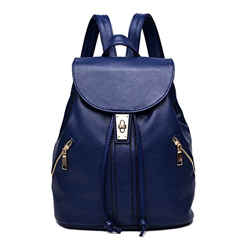 blue leather backpack purse