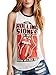 Allbebe Womens Rock And Roll Printing Sleeveless T-Shirt Loose Sexy Vest