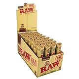 RAW CONES ORGANIC HEMP PRE ROLLED KING SIZE 3 CONES PER PACK UNFLAVORED FLAVOR PACK OF 32