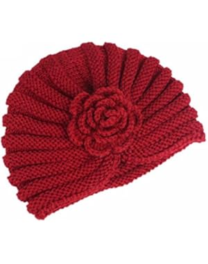 Hat, Women Ladies Boho Knitting Flower Beanie Scarf Turban Head Wrap Cap