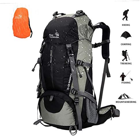 novosun Hiking Backpack 50L Waterproof,Lightweight Camping Backpack for Men Women Youth Backpacking Backpack with Rain Cover External Frame Travel Backpack for Hiking Camping Climbing Outdoor Travel
