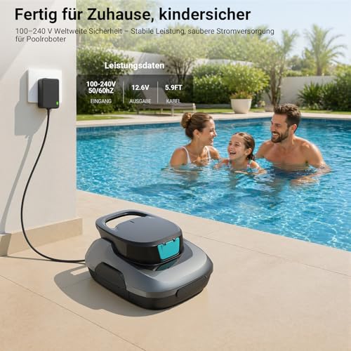 Chviluerio 12.6 V Power Supply for Aiper Pool Robots, Compatible with Aiper Scuba SE Wireless Robot Pool Cleaner Pool Vacuum Cleaner Replacement Adapter Charger Charging Cable - with Charging