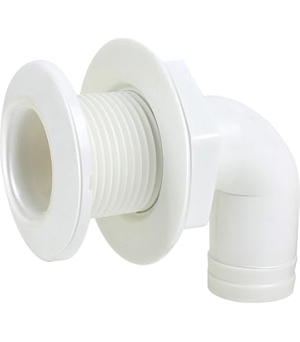 Seachoice 90-Degree Thru-Hull Connector, Fits 1-1/2 in. ID Hose, 1