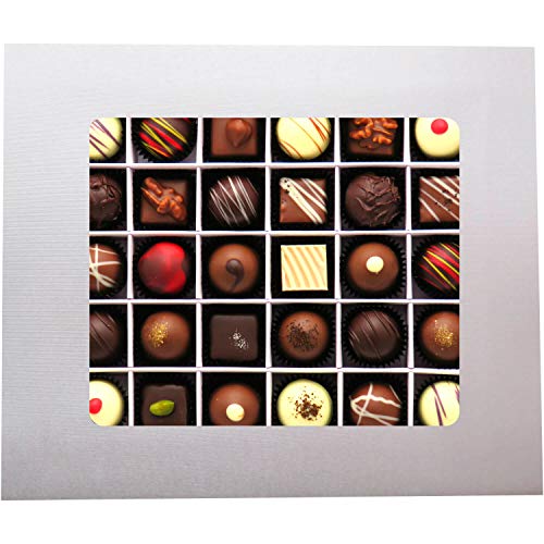 Hallingers 30er Pralinen-Mix handgemacht, teilweise mit Alkohol (360g) - Glitzerweiß (Pralinenbox) - Geburtstag…