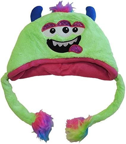 Crazy Kismet Kids Fuzzy and Fun Cold Weather Hat (Three Eyes Lime Green)