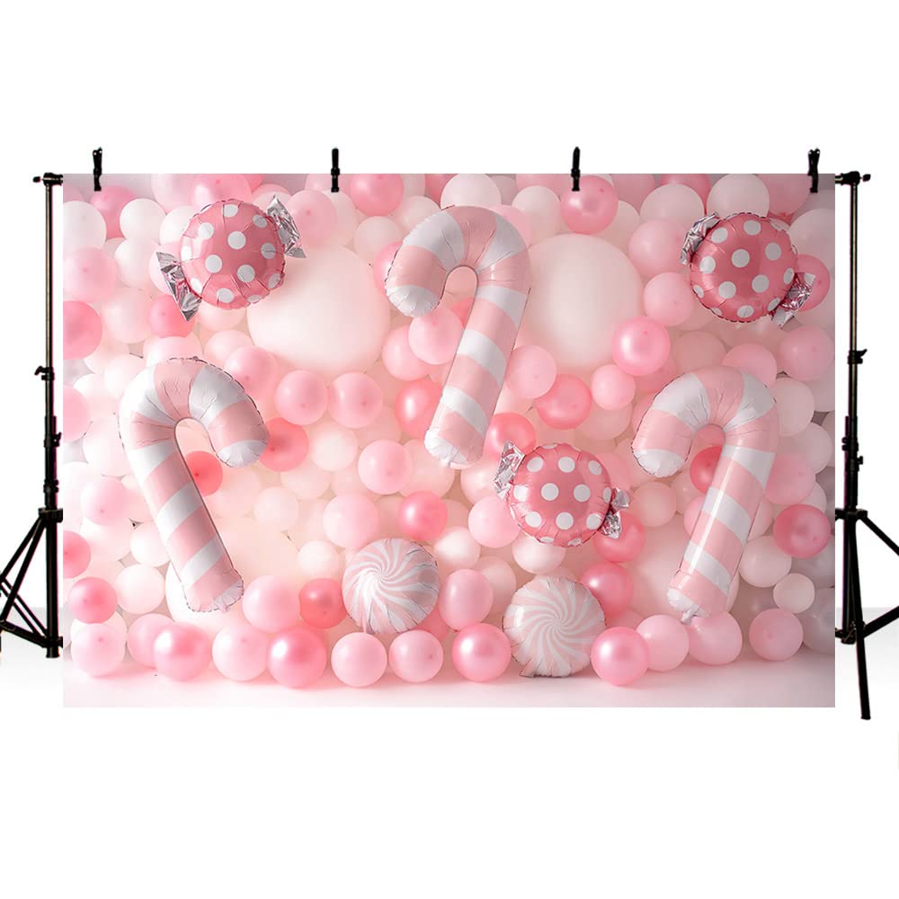 MEHOFOND 7x5ft Pink Balloons Wall Backdrop for Photography Girl Birthday Party Cake Smash Table Banner Decoration Baby Shower Newborn Children Portrait Background Photo Studio Props Supplies