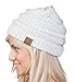 Gravity Threads Knit Soft Stretch Beanie Cap, Silver/White
