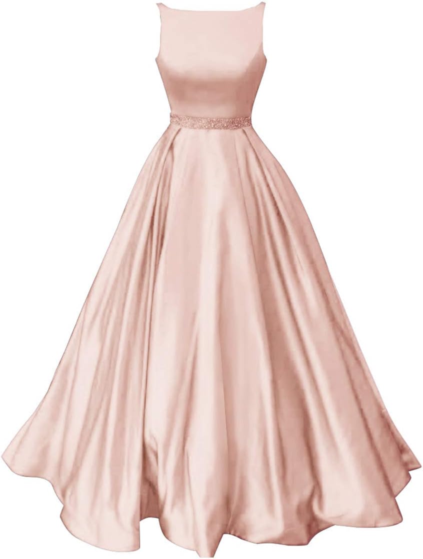 Staypretty Prom Dresses Long Satin A-Line Formal Dress For Women With Pockets