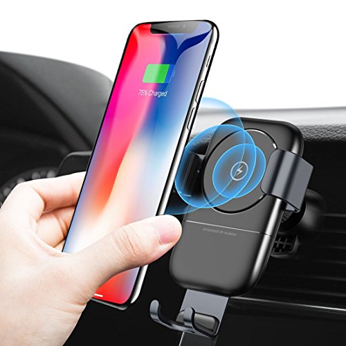 Humixx Fast Wireless Car Charger, Air Vent Phone Holder 2 in 1 Auto Lock Gravity Car Mount Qi Wireless Charging Holder for Samsung S9/S9+/S8/S8+ iPhone X