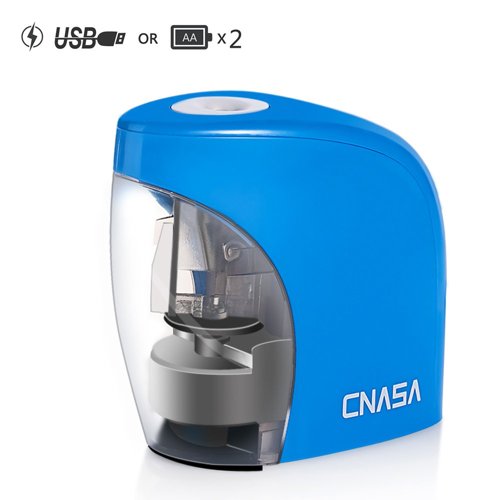 Sacapuntas eléctrico automático para oficina Escuela USB/batería precisa Veloce lápices para afilar Sacapuntas Lápices de colores, lápices Cejas (Black) (Blue)