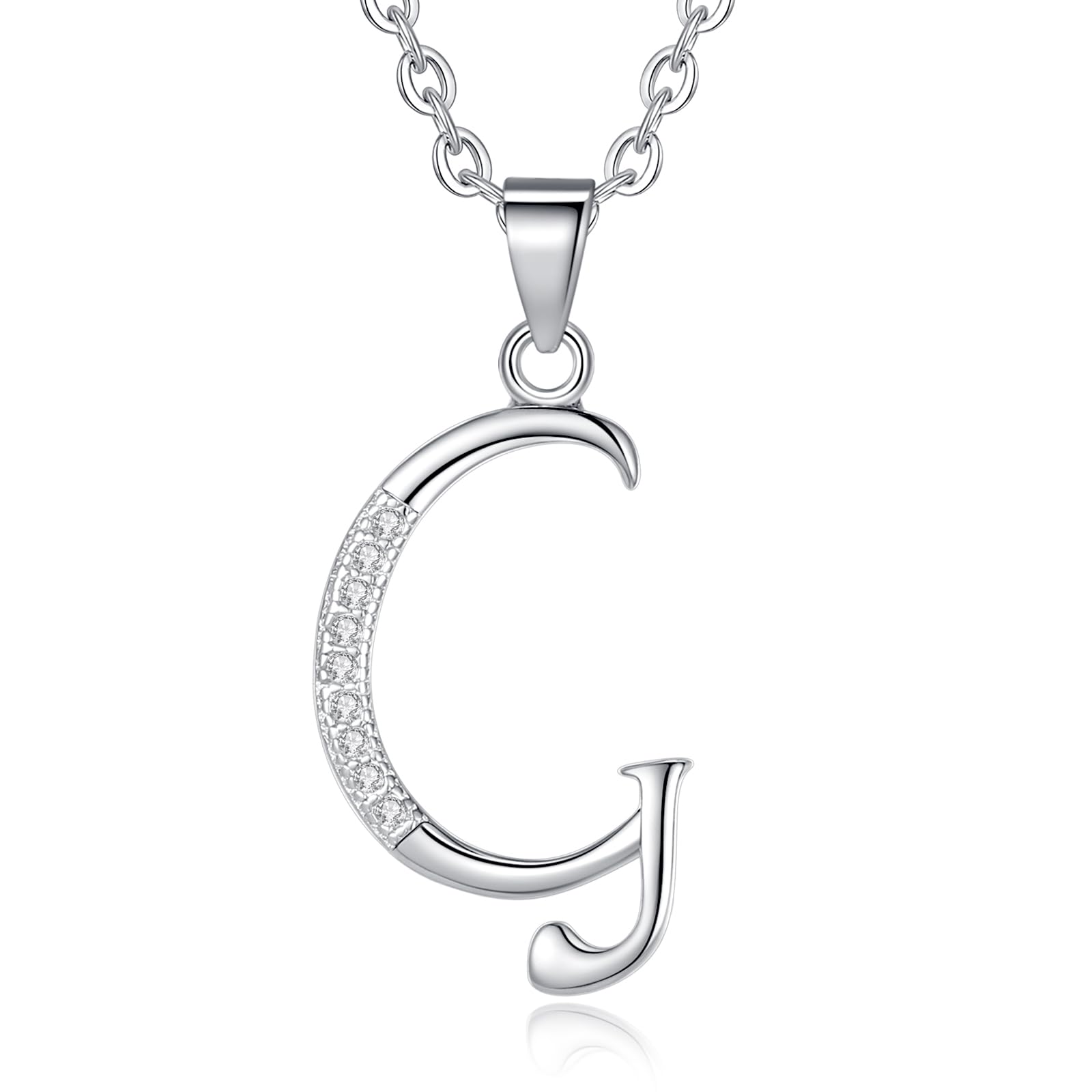 VIKI LYNN Initial Pendant G 925 Sterling Silver Letter Necklace with Cubic Zirconia Personalised Gifts for Women Ladies — image 1