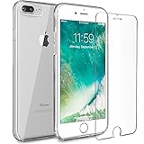 iPhone 7 Plus case, FlexGear Clear Hard PC Back TPU bumper + Glass Screen Protector (Clear)