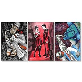 Canvas Wall Art European Painting Artwork for Home Prints Framed - 16"x24" x 3 Panels