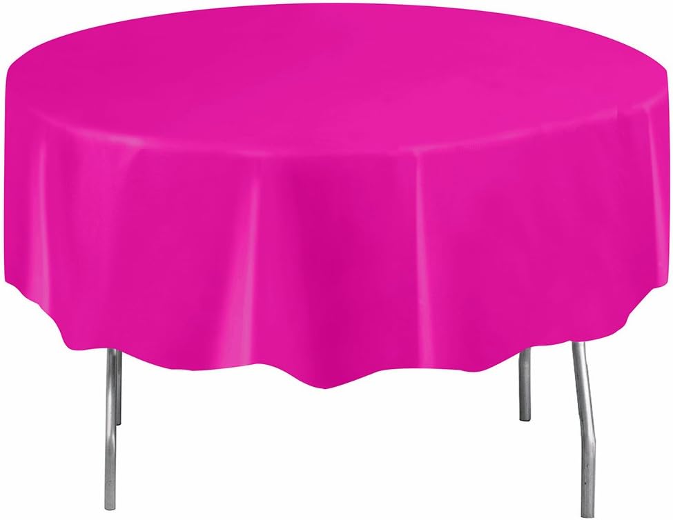 Unique 99137 Round Pink Plastic Tablecloth, 84", 1Ct: Toys & Games