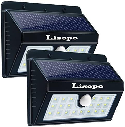 LISOPO Solar Lights Outdoor, 20 LED Waterproof Solar Powered Motion Sensor Light with 3 Modes Outdoor Security Lights Wireless Wall Lamp for Diveway Patio Garden Path Outside (2 Pack)