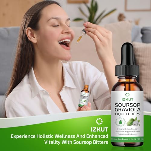 SOURSOP BITTERS LIQUID ORGANIC: SOURSOP LEAF & FRUIT BOTANICAL EXTRACT – SOURSOP LIQUID DROPS FOR CELL SUPPORT & REGENERATION – IMMUNE SUPPORT, RELAXATION, LIVER HEALTH, AND SLEEP AID FOR MEN & WOMEN