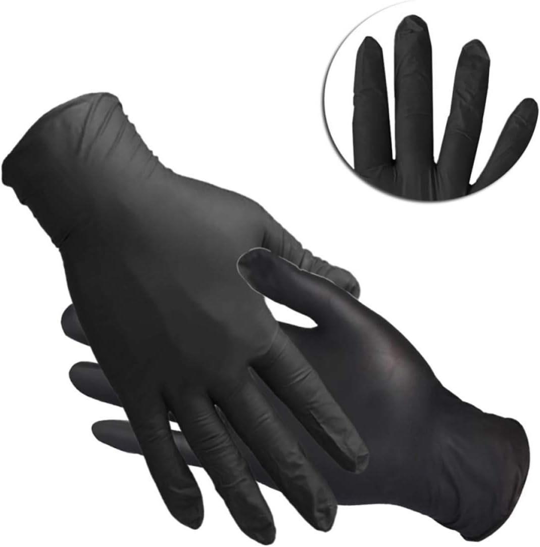 Disposable Nitrile gloves, Powder Free Gloves, Latex Rubber Free, 100Pcs Black Color Anti-static Disposable Gloves, for Home Kitchen, Cleaning & Cooking