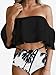 SeeWorld Women's High Waisted Bathing Suit Off Shoulder Layer Ruffle Flounce Bikini Set