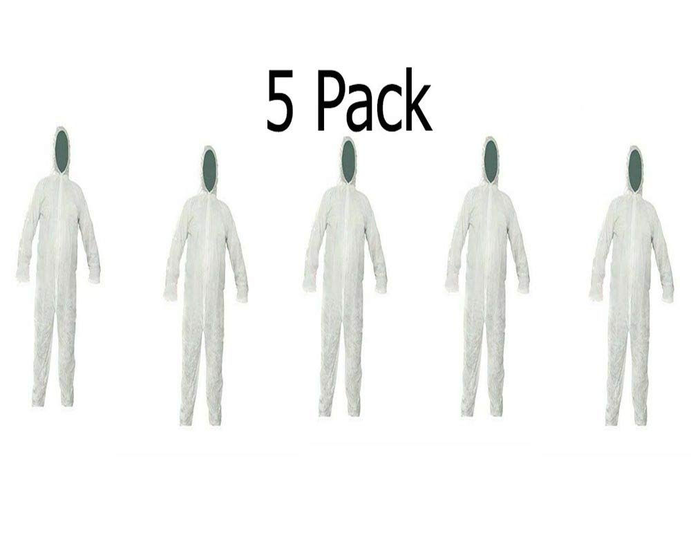 Bahob® 5 Pack Protective Disposable Overall Paper Boiler Suit Coveralls Protection Suit