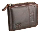 Admetus Genuine leather Zippered Bifold gifts for men wallet Exquisite gift ,Brown2